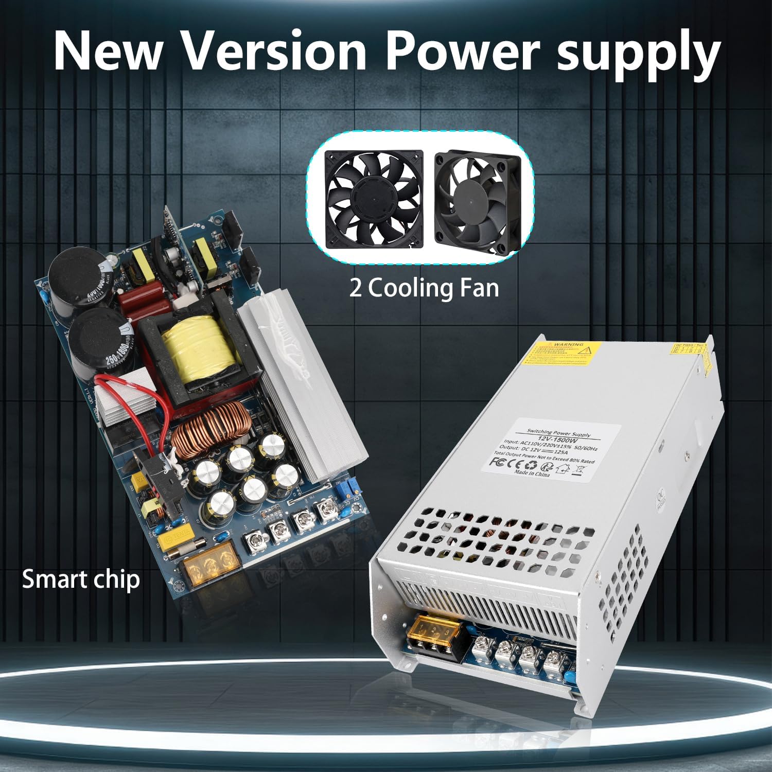 12V 125A 1500W Power Supply Transformer, 110V AC to DC 12V Converter Adapter 125A 1500W SMPS, DC Switching Power Supply for LED Strip Motor Pump CCTV Camera System Car Stereo 3D Printer