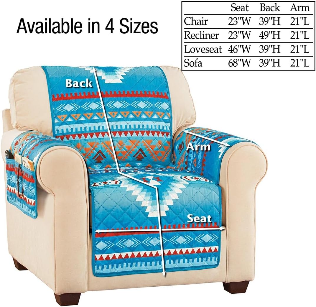 Collections Etc Quilted Turquoise Southwest Furniture Cover