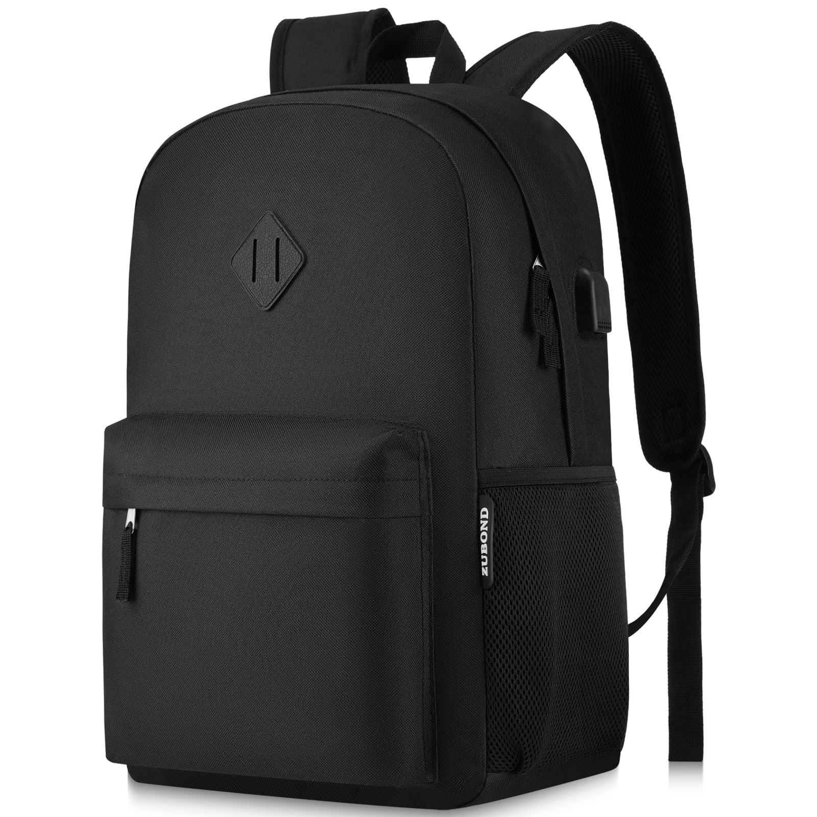 Unisex Black 17.3 Inch Laptop Backpack USB Port Water Bottle 