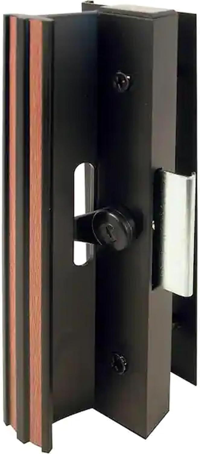 Sliding Patio Glass Door Handle Diecast Sliding Door Handle Set Anodized Black w/ 4-15/16" Hole Spacing – Extruded Aluminum Inside Pull Painted Black – Diecast Pull - Clamp Latch w/ Metal Activator