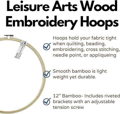 Miniatura 9 de Essentials By Leisure Arts Aro bordado de madera Arts de 9 pulgadas de bambú