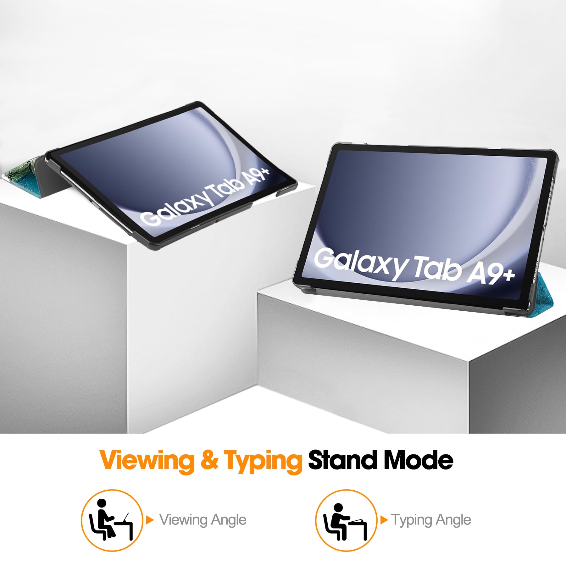 Vakarey Ultra Sottile Custodia Cover Tablet per Samsung Galaxy Tab A9+ Plus 11 Pollici 2023 SM-X210/SM-X216/SM-X218,Fiore