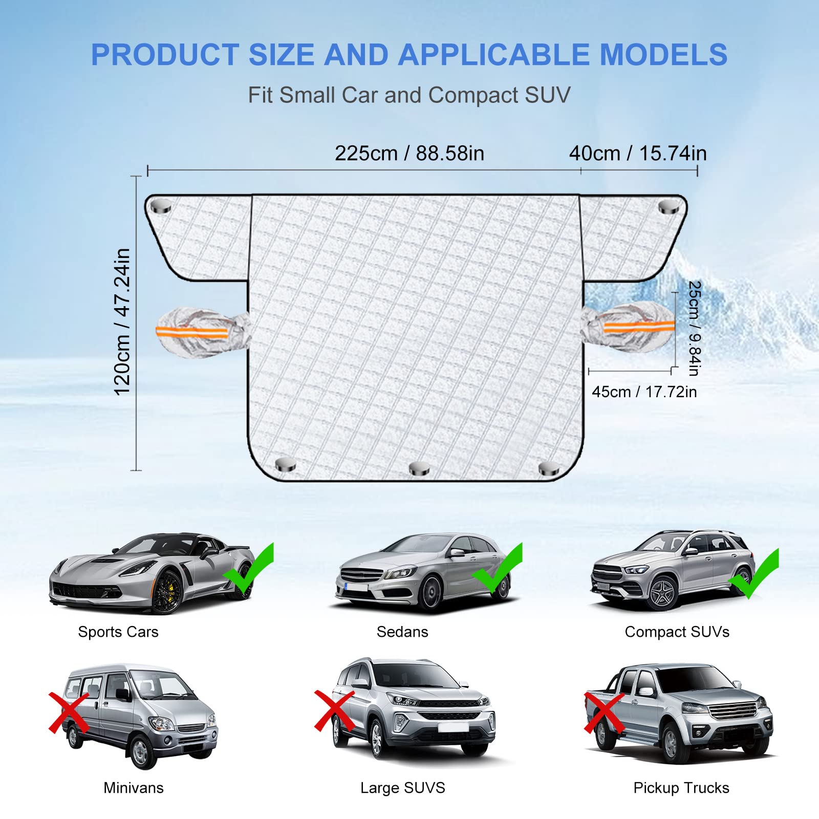 Housse De Protection Pare-brise/capot Voiture - Anti-neige, Anti-gel Et Pare-soleil, 230x250 Cm