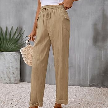 Amazon.com: Ruched Long Pants for Women Casual Wide Leg