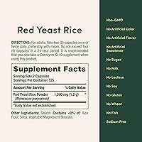 Vista 5 de Nature's Bounty Arroz de levadura roja, suplemento herbario, 600 mg, 250 cápsulas