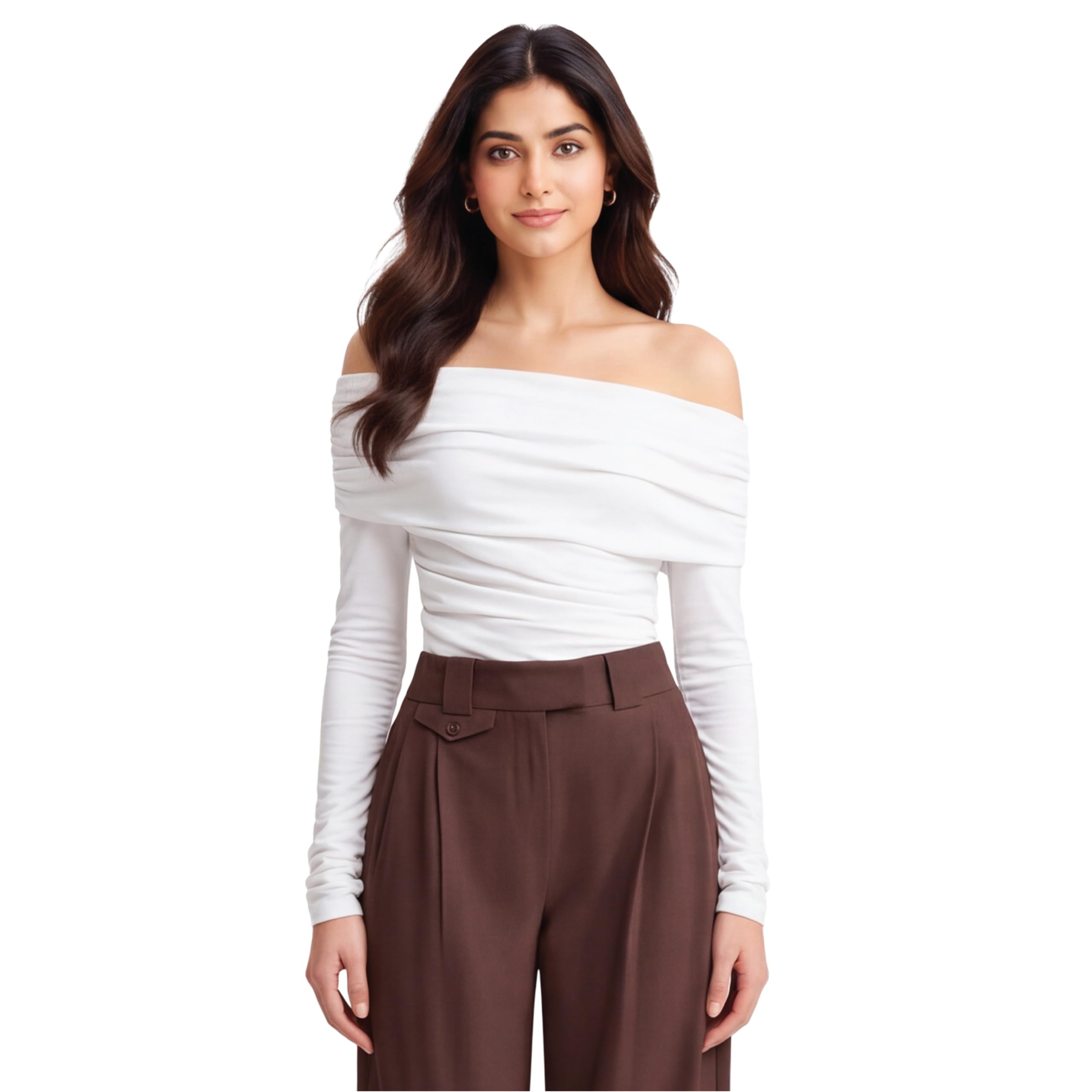 Off Shoulder Top for Women Stylish Bardot Top Full Sleeve Slim Fit Body Fit Stretchable Western Party Casual Wear-picture-30