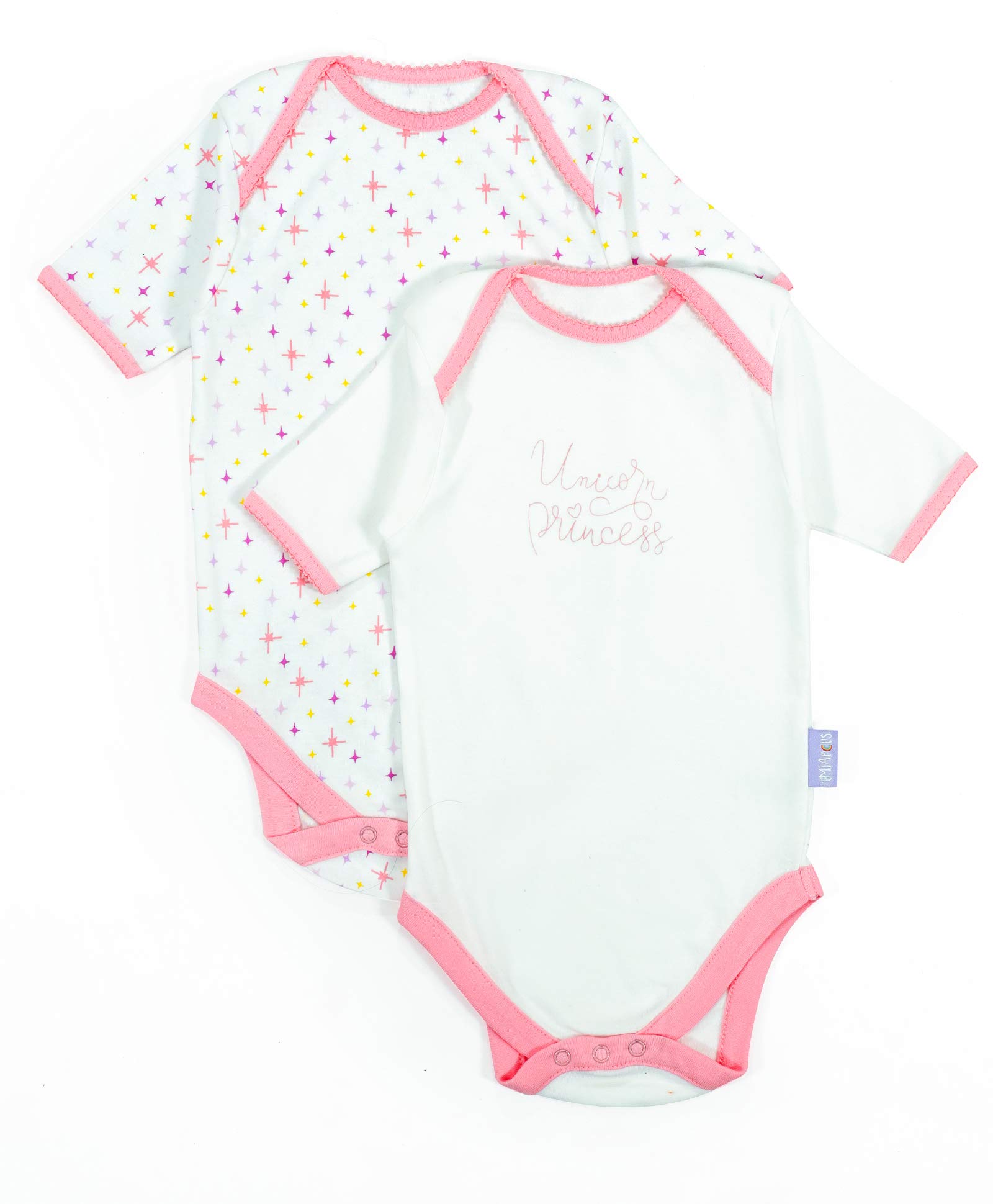 Mi Arcus Organic Cotton Multi Color Baby Tiny Tog Romper Unicorn-(Pack of 2)