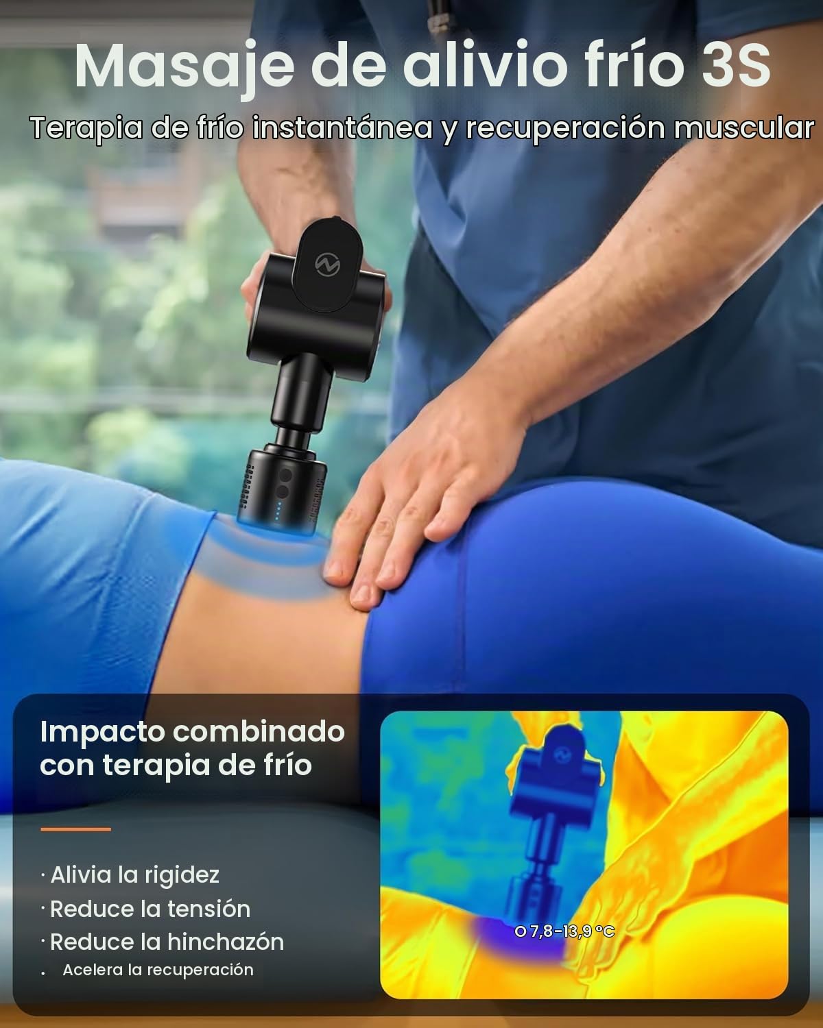 Pistola de Masaje Muscular Calor y frío,Napre Pistola Masaje Massage Gun con Mango Extensible,32 Velocidades Pistola Masajeadora Muscular Cervical y Espalda,Plegable,5 Ángulos Ajustables,LED Screen