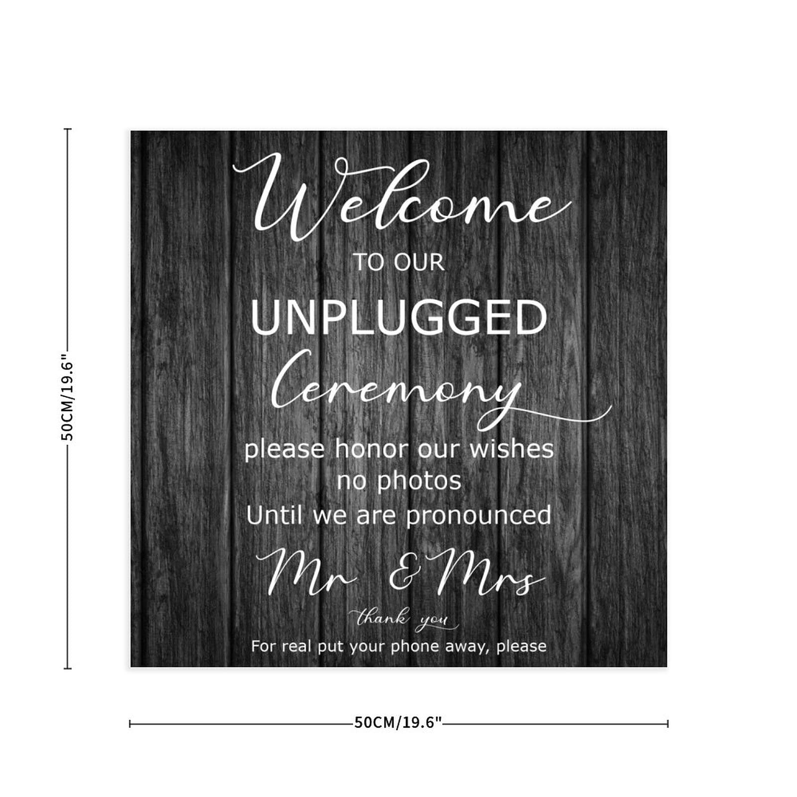 Unplugged Hochzeitsschild – Zeremonieschild aus Holz – vertikales Hochzeitsschild aus Holz – rustikale Hochzeitsdekoration, 50,8 x 50,8 cm