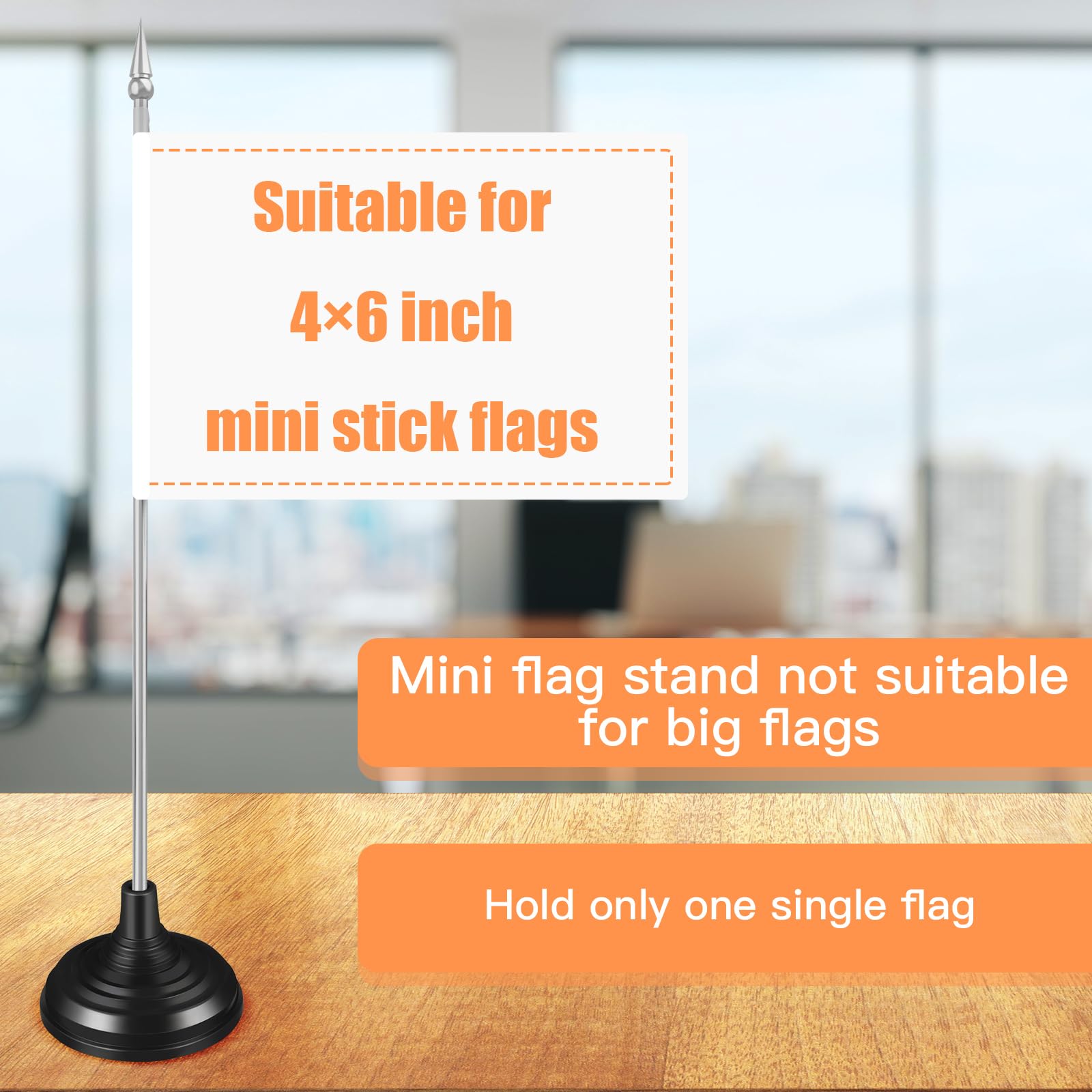 Kigley Mini-Flaggenständer, schwarz, kleine Flaggenbasis, Tischflaggenständer, Mini-Flaggenhalter für 10,2 x 15,2 cm, Flaggen, Dekoration, Party, Büro, Schreibtisch, Mittelstück, Sportteam,