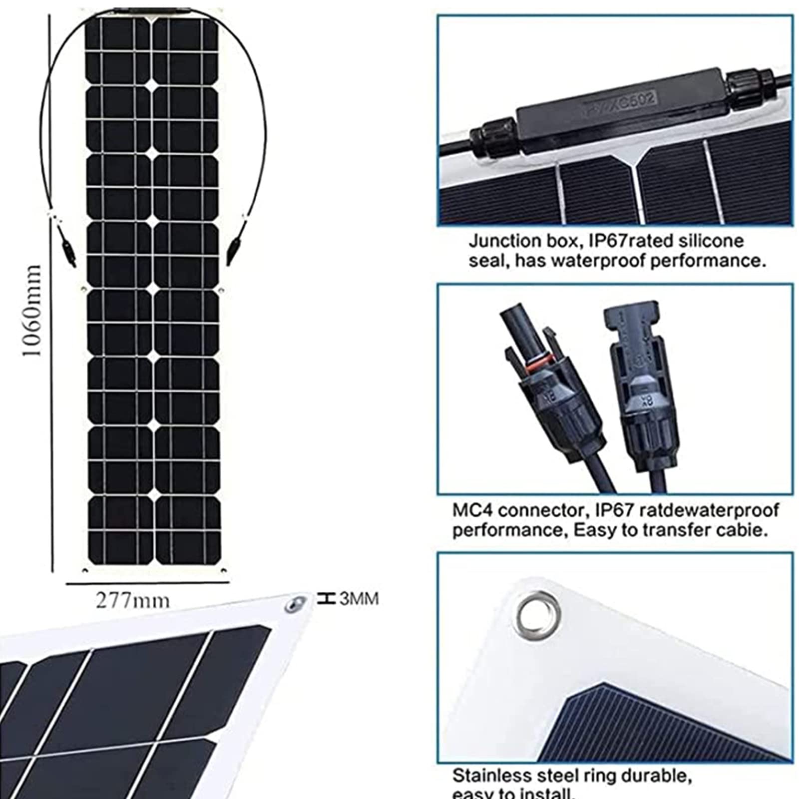 Pannello solare flessibile 4x200w 18v, modulo fotovoltaico monocristallino ad alta efficienza con regolatore da 40 A per barca, auto, camper, furgone, roulotte, tetto, capannone, superfici irregolar