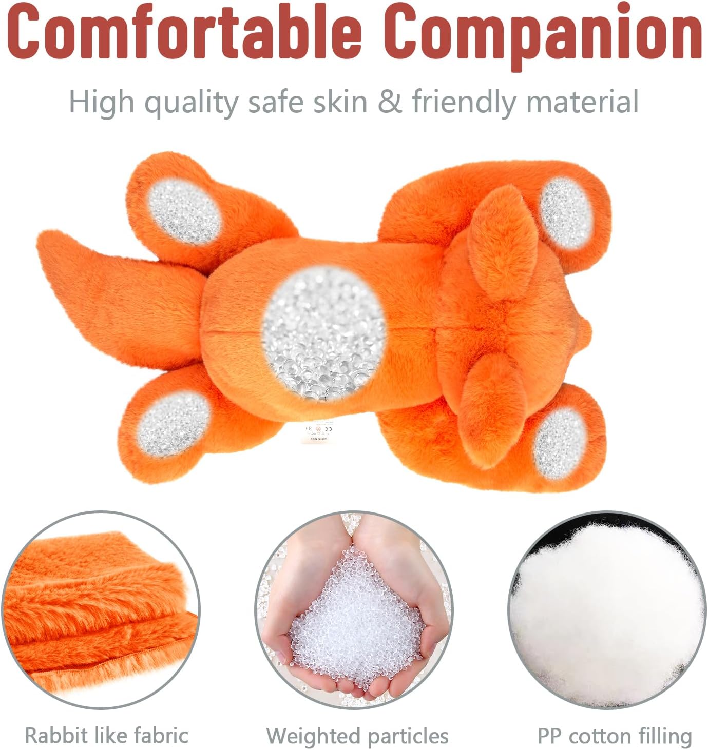 Niuniu Daddy 20" | 3.3 Pound Fox Weighted Stuffed Animals, Giant Fox Sensory Body Pillow Plush Toy, Heavy Weighted Lap Animals with Adults Kids & Soft Squishy Fur for Birthday - Image 8