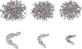 مشبك اغلاق بتصميم صدفي مطوي من الستانلس ستيل 304 لاطراف الخرز المفتوحة والعقد والتجعيد لصنع المجوهرات من 3 مقاسات من 450 قطعة من ليكون سويت