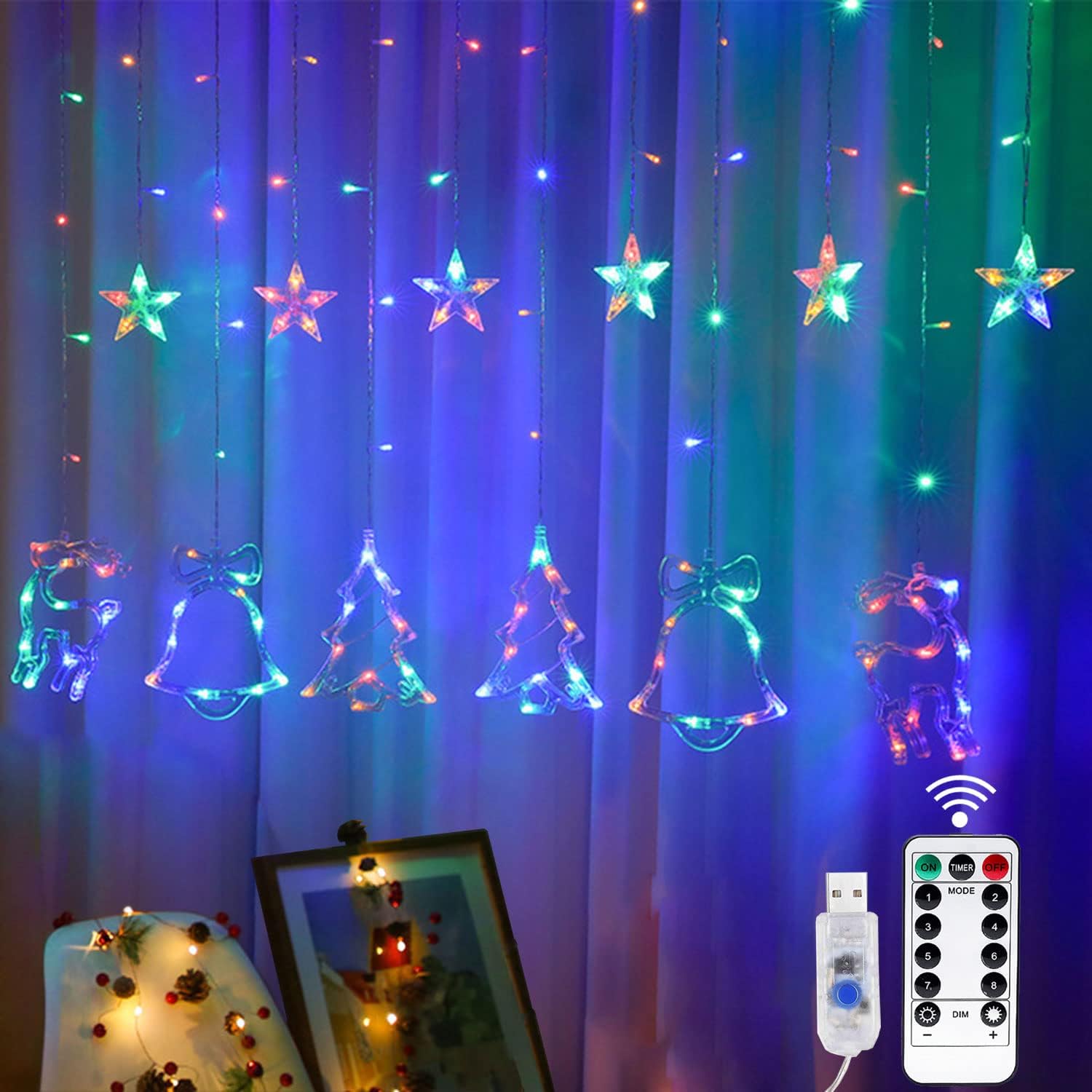 Christmas Window Lights, Christmas Window Decorations Lighted, 120 Led