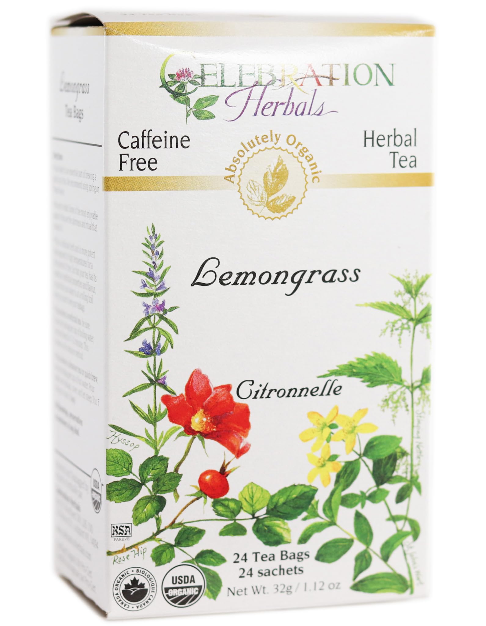 CELEBRATION HERBALS Lemongrass Tea Organic 24 Bag, 32Gm