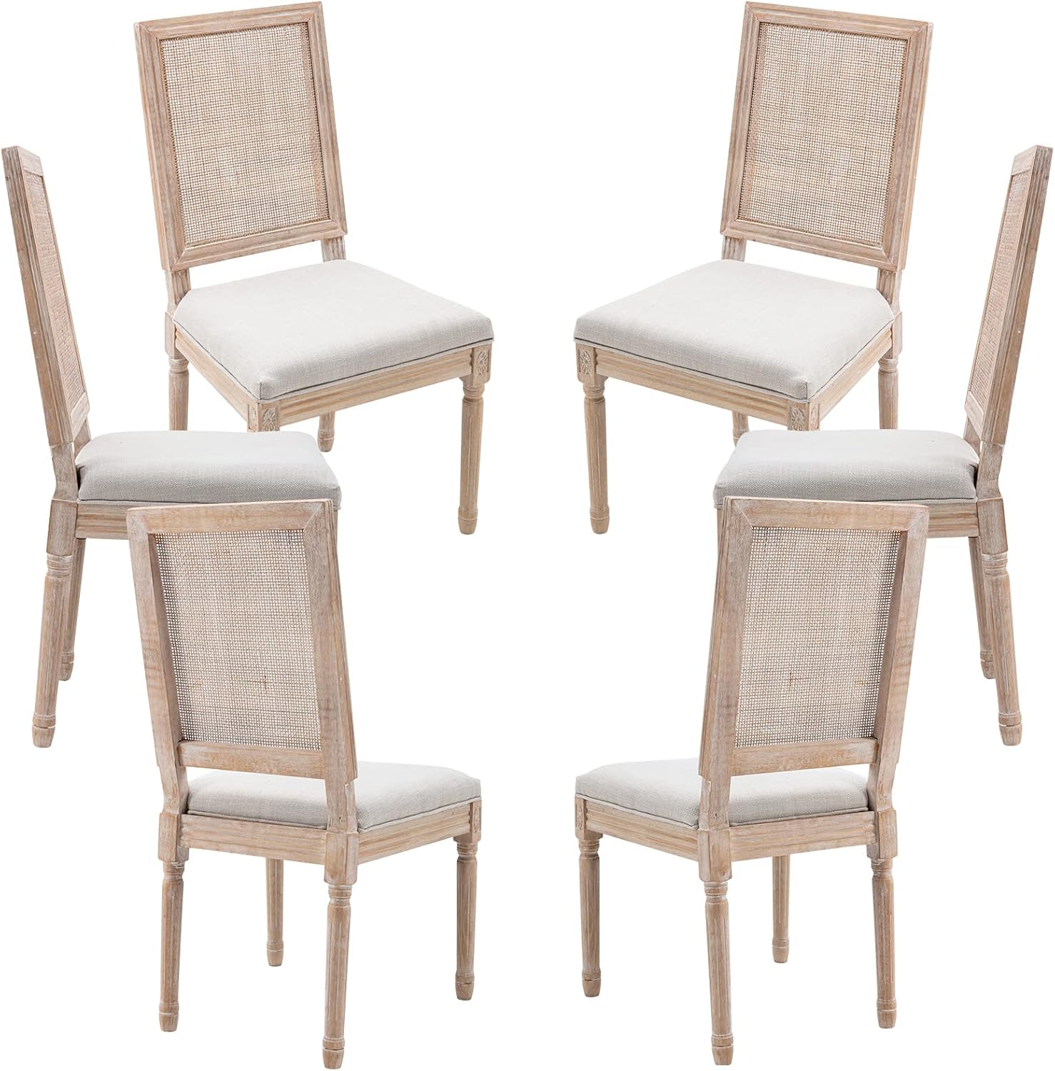 Guyou Farmhouse Dining Chairs Set of 6, Upholstered Dining