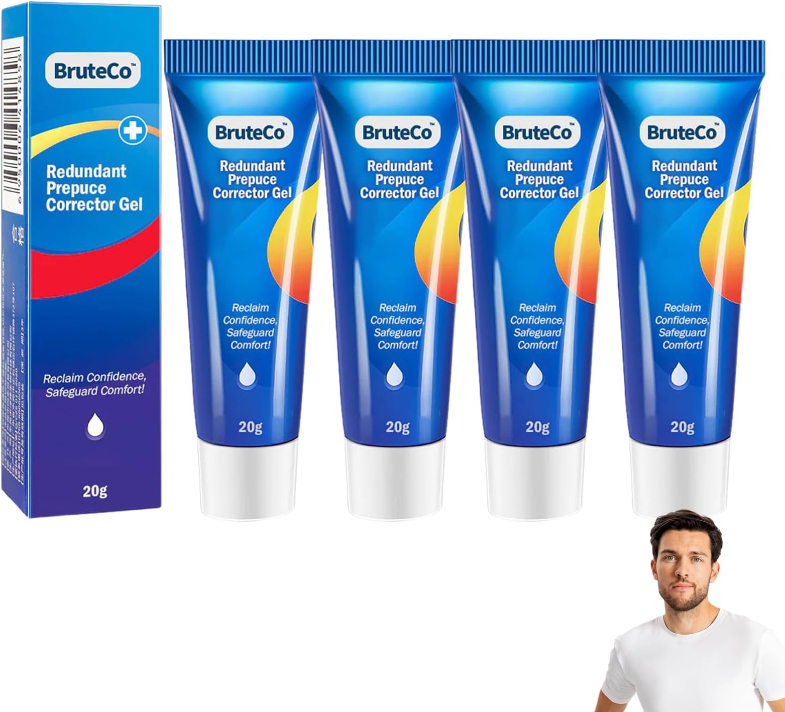 BruteCo Redundant Prepuce Corrector Gel, Prepuce Corrector Gel, BruteCo Correction Gel, for Excessive Foreskin Increased Comfort, Moisturizes and Hydrates the Skin (4 Pack)