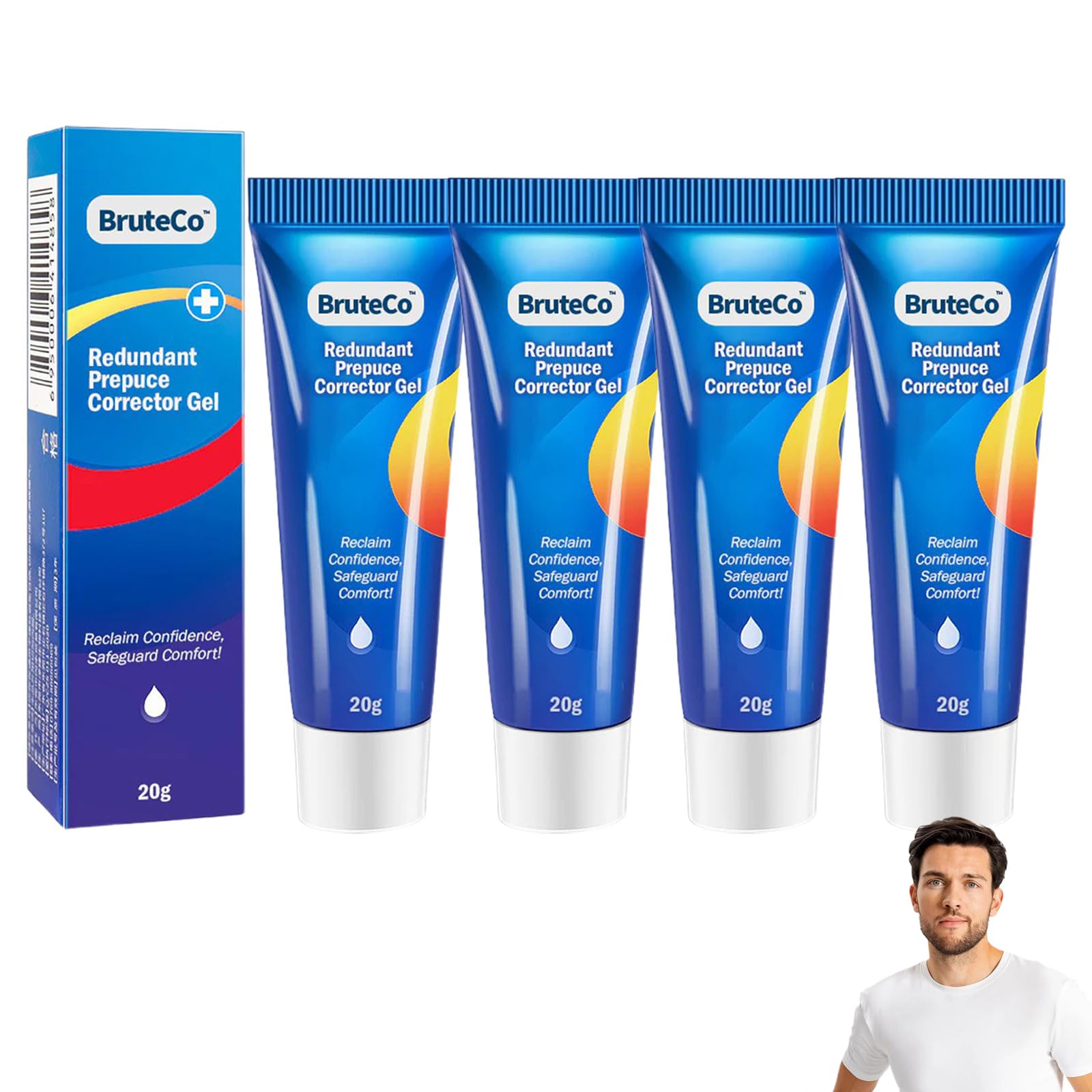 BruteCo Redundant Prepuce Corrector Gel, Prepuce Corrector Gel, BruteCo Correction Gel, for Excessive Foreskin Increased Comfort, Moisturizes and Hydrates the Skin (4 Pack)