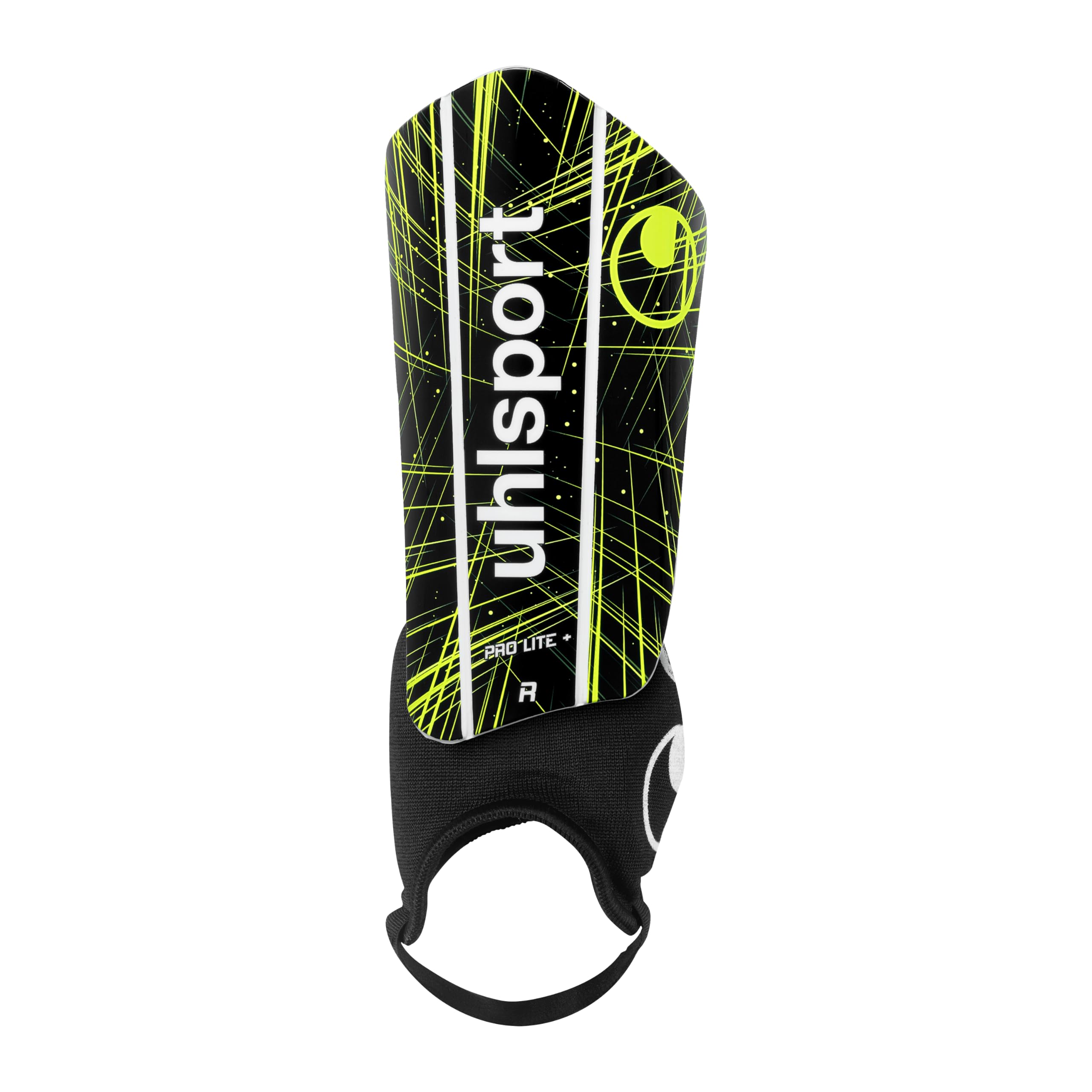 uhlsport Pro Lite Plus ochraniacze piszczeli – ultralekkie ochraniacze piłkarskie z bandażem na kostkę, Flex Lines i wysoką amortyzacją uderzeń