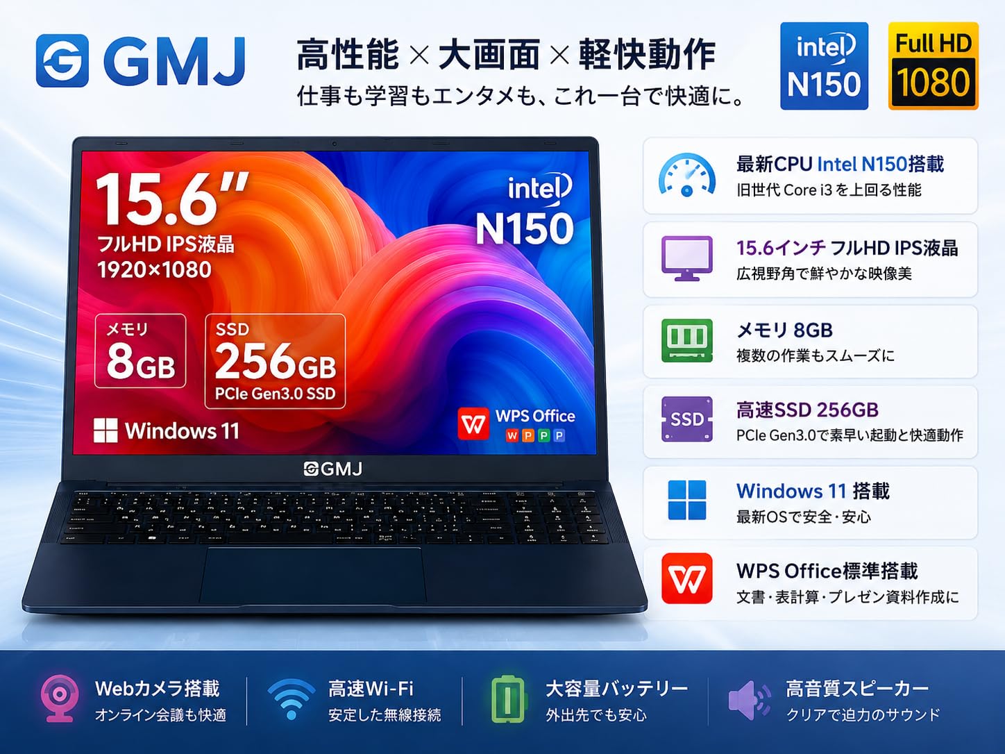 Amazon.co.jp: GMJ ノートパソコン GLM-15-150-P 15.6インチ フルHD