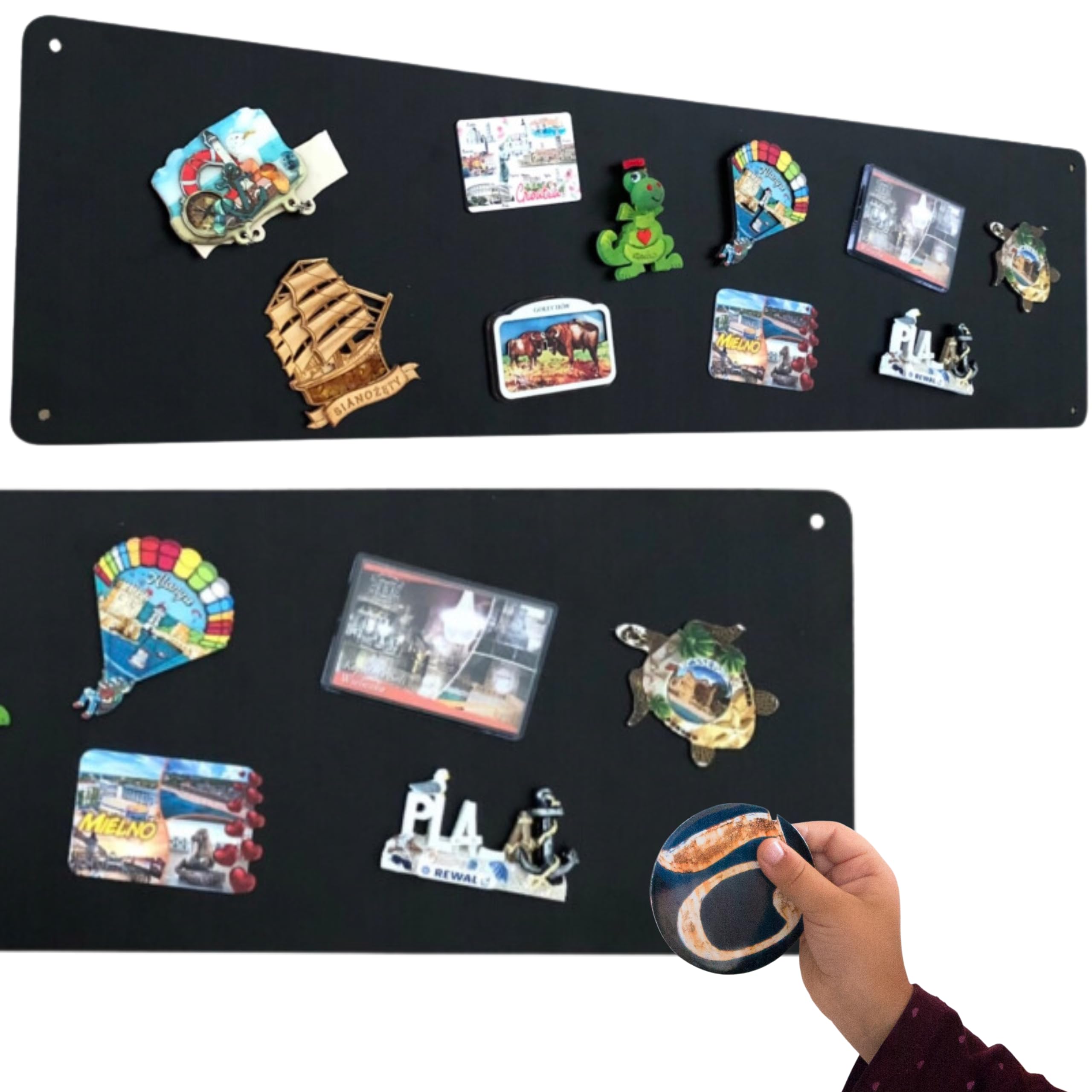 2 x Lavagna Magnetica da Parete in Acciaio Nera 80x22 cm, Black Memo-Board, Pannello Magnetico per Calamite, Lavagna da Cucina, Ufficio, Camera dei Bambini