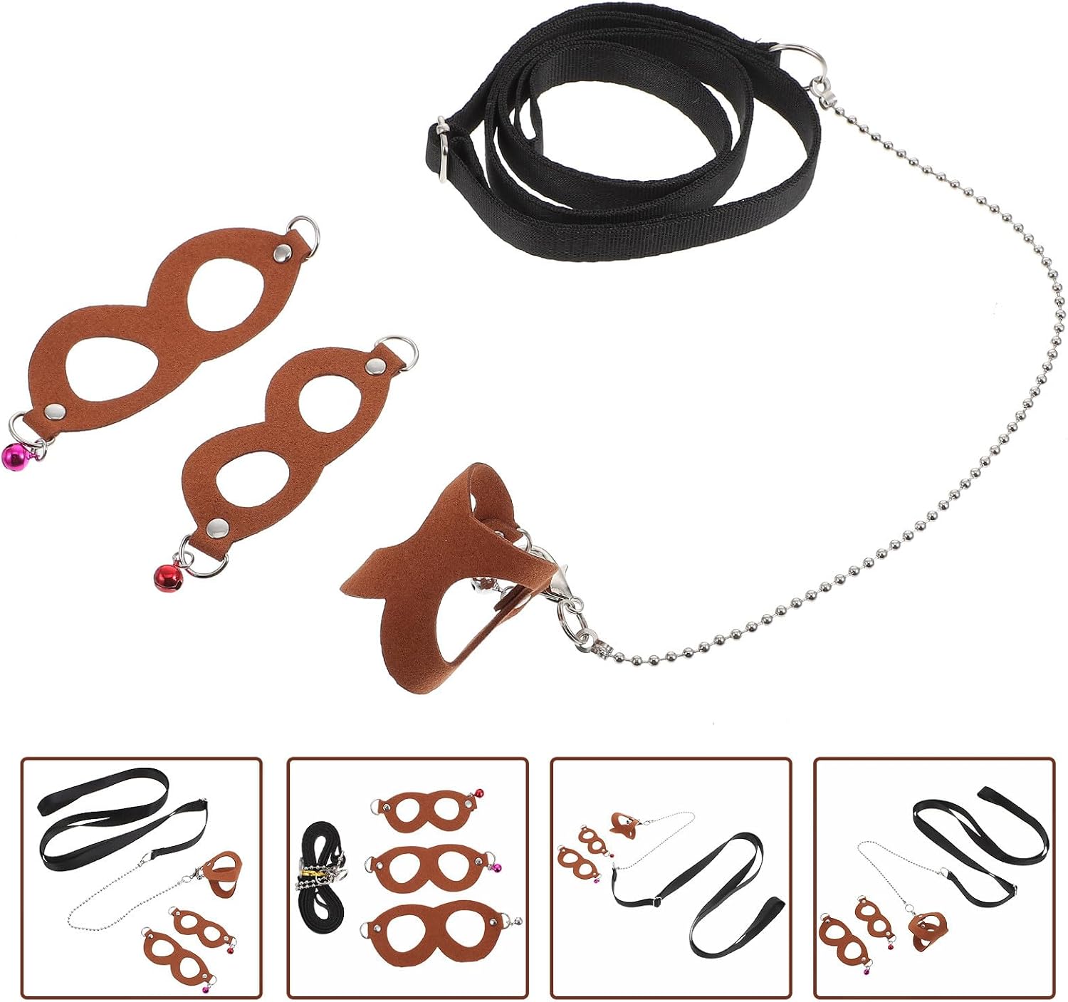 Adjustable Sugar Glider Leash Small Pet Traction Rope Brown Anti-Bite Harness Rope Outdoor Walking Sugar Gliders Reptiles