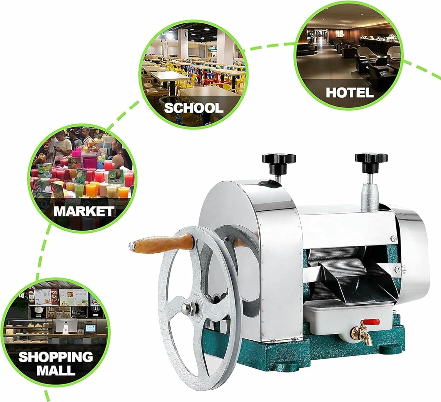 Commercial Sugar Cane Press Extractor, Manual Sugarcane Juice Machine, Stainless Steel Extractor Squeezer Press, 50KG/h Manual Juicer for Restaurant Or Home Use~/