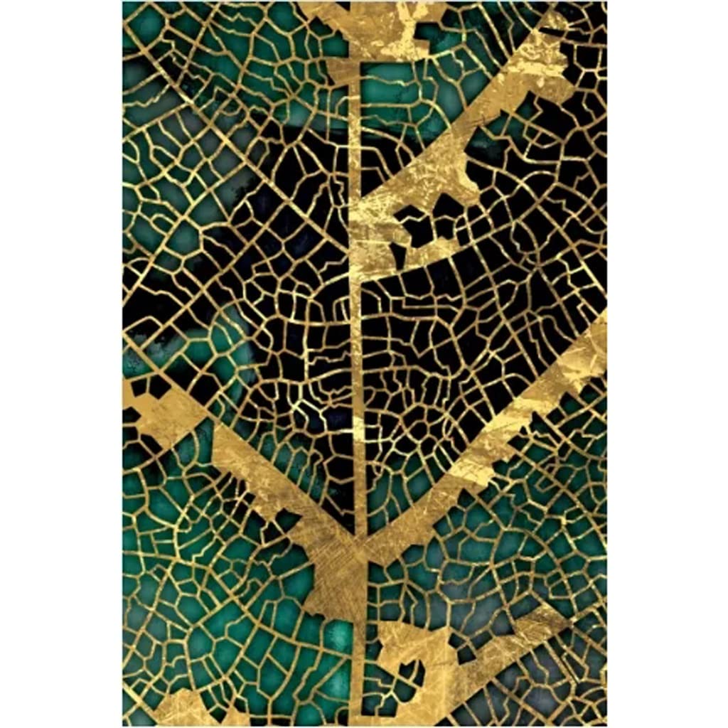 Peinture Encre Abstraite doree pour decoration de salon contemporain et bureau chic