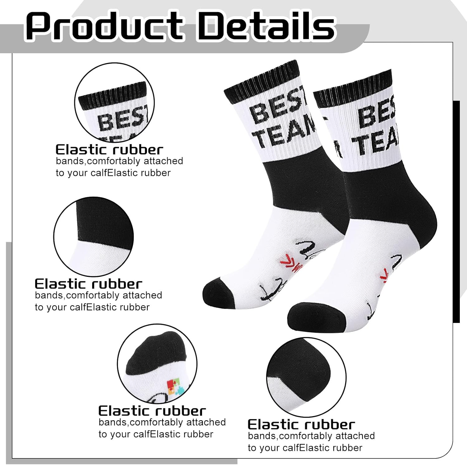 Glitopper 20 Pairs Best Team Ever Crew Socks Bulk Gifts Teacher Appreciation Thank You Gifts for Women Men Staff Coworker Teacher Nurse