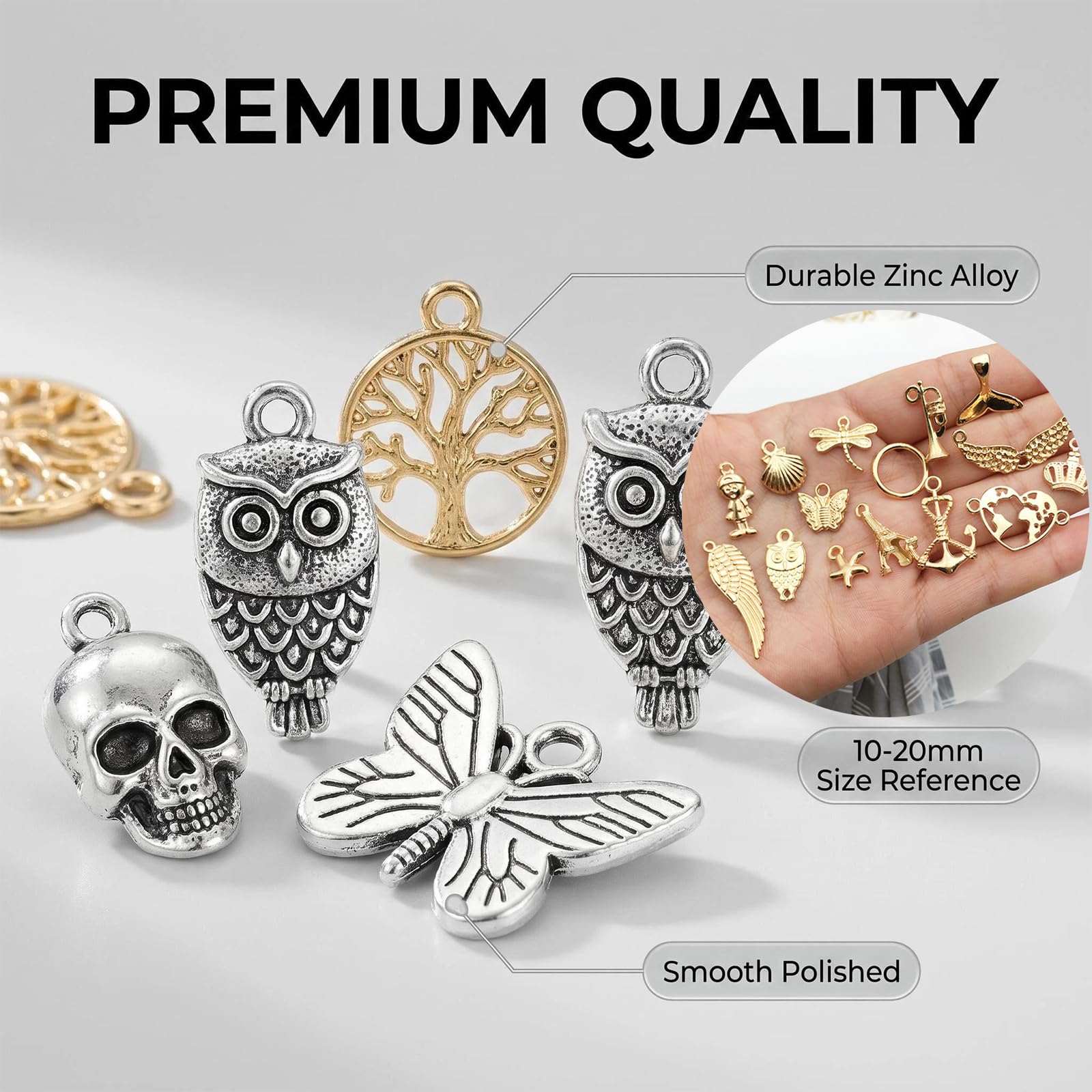 150 Pezzi Ciondoli per Creazione di Gioielli, Ciondoli Assortiti Misti, Collana Bracciale Orecchini Che Fanno Accessori, per Lavori Artigianali Bracciali Pendenti e Collane (Oro e Argento)