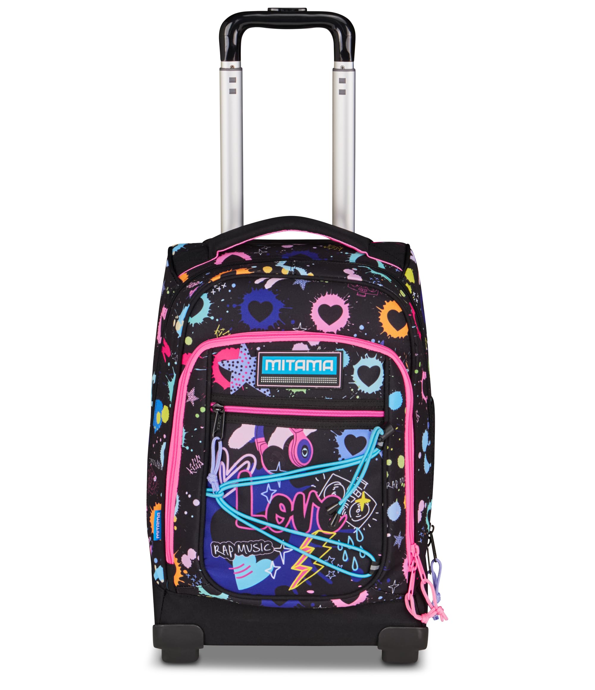Mitama Zaino Trolley M-Power MusicLove, Spallacci a scomparsa, Bambini e Bambine, Tasca Porta Borraccia, Doppio uso, Maxi Capienza, nero