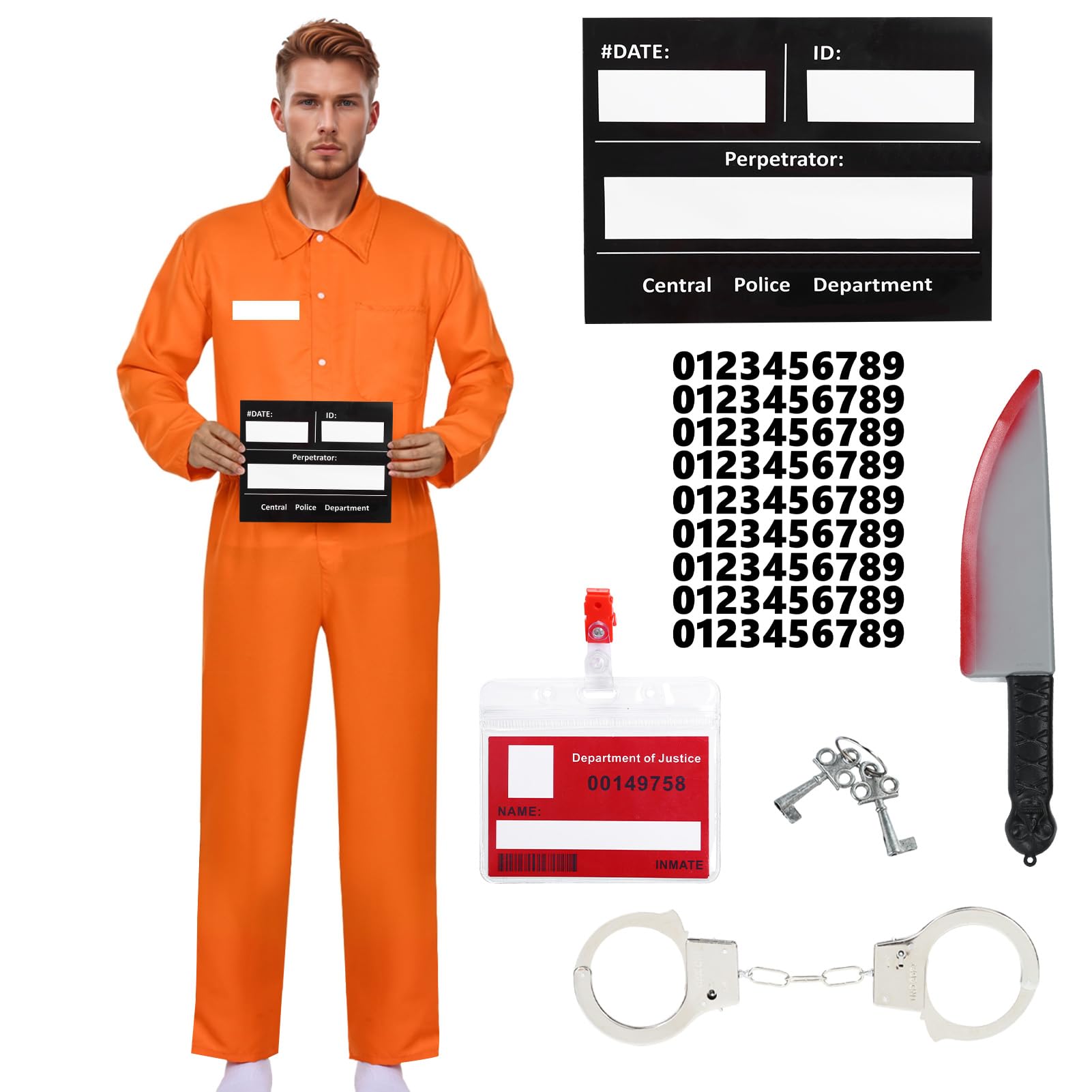 Gefängnis Kostüm Orange - Authentischer Prisoner Anzug Für Karneval & Halloween
