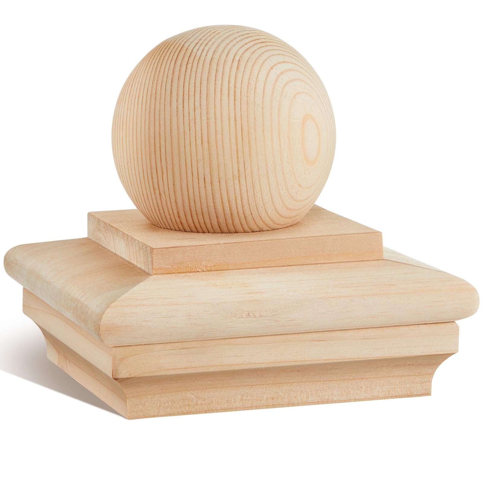 Photo 1 of Hosuly 1 Pcs 6"x6" (Actual 5.5'' x 5.5'') Wood Post Caps, Cedar Wood Fence Post Classic Ball Finial Top, Outdoor Rot Resistant Cap for Deck, Mailbox, Garden