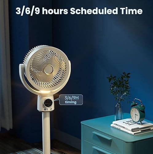 Miniatura 4 de Ventilador de pedestal inalámbrico con luz nocturna, ventiladores eléctricos de piso USB, cabezal agitador para el hogar, control remoto,