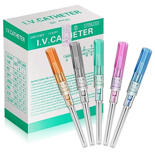 Kit profesional de agujas de catéter para piercing, 50 unidades, 5 tamaños en 1 caja (14G16G18G20G22G)  Agujas esterilizadas de grado médico para