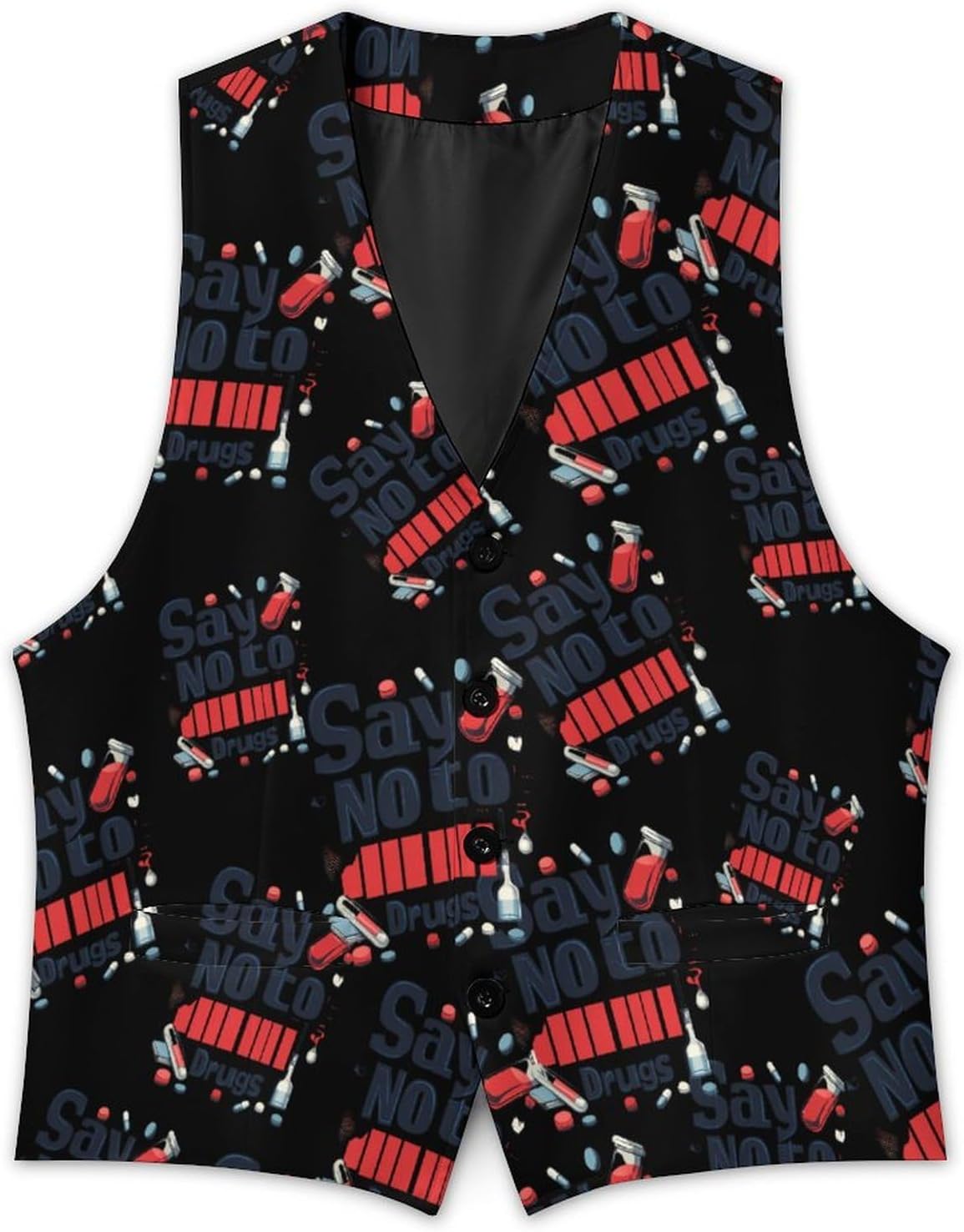 Say No To Drugs Mens Suit Vests V-Neck Casual Vest Dress Formal Tuxedo Wedding Waistcoat