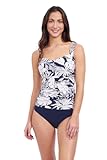 Malaya Women’s Tropical Print Swim Tankini Top with Built-in E Cup with Underwire Foam Support Bathing Suit