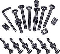 Vista 8 de Swpeet 25 tornillos de cabeza hexagonal M6 de 3.150 in, color negro, para cuna, cuna y tuercas de barril con 1 llave Allen, perfecta para muebles