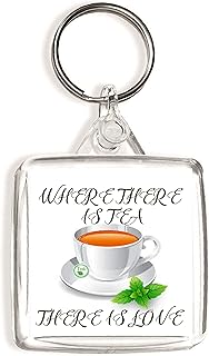 Where There is Tea There is Love - Square Keyring