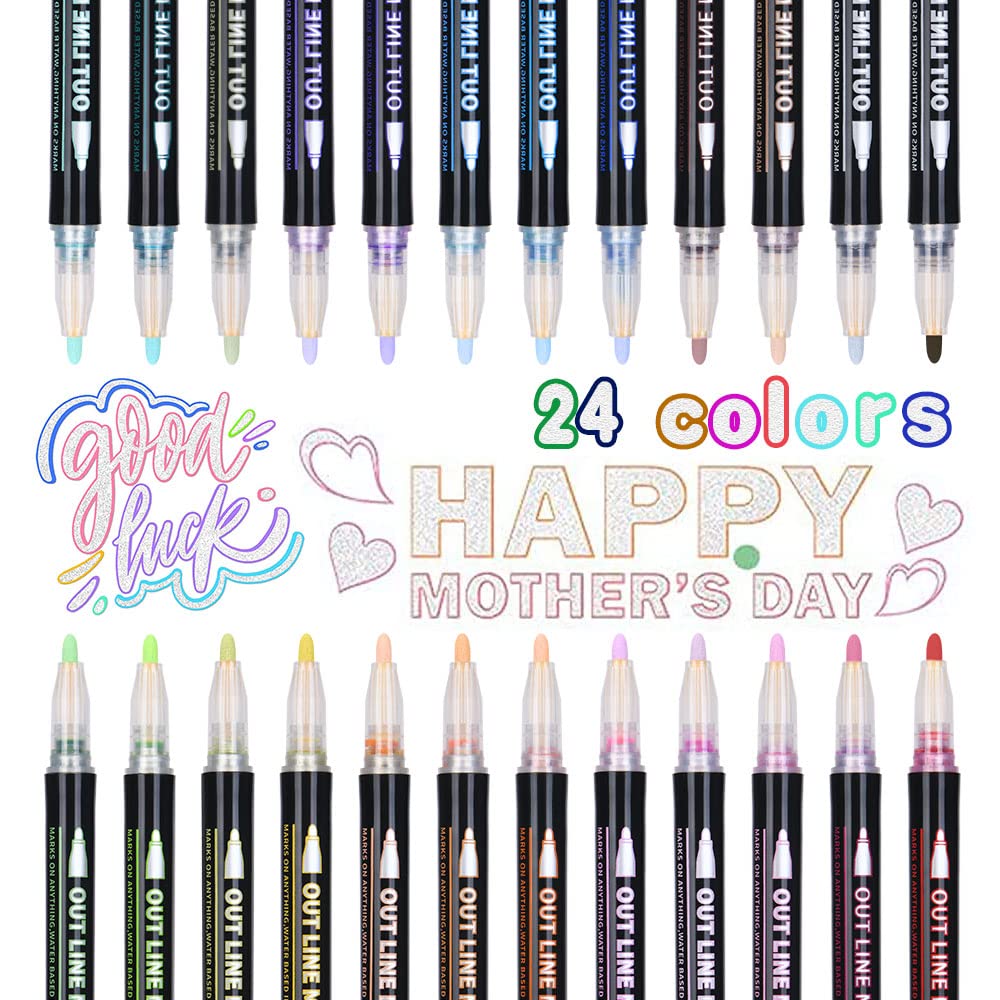 12 Stylos Magiques à Paillettes Avec Effet Contour - Cadeau Créatif Pour Filles 4-12 Ans - 6