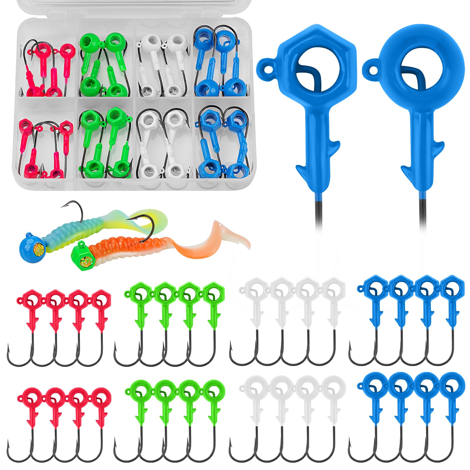 THKFISH Lot de 12 hameçons de pêche souples à têtes plombées, accessoires de pêche, hameçons pour truite crappie basse, 1,5 g (1/16oz), 3,5 g (1/8oz) 5,5 g (3/16 oz)