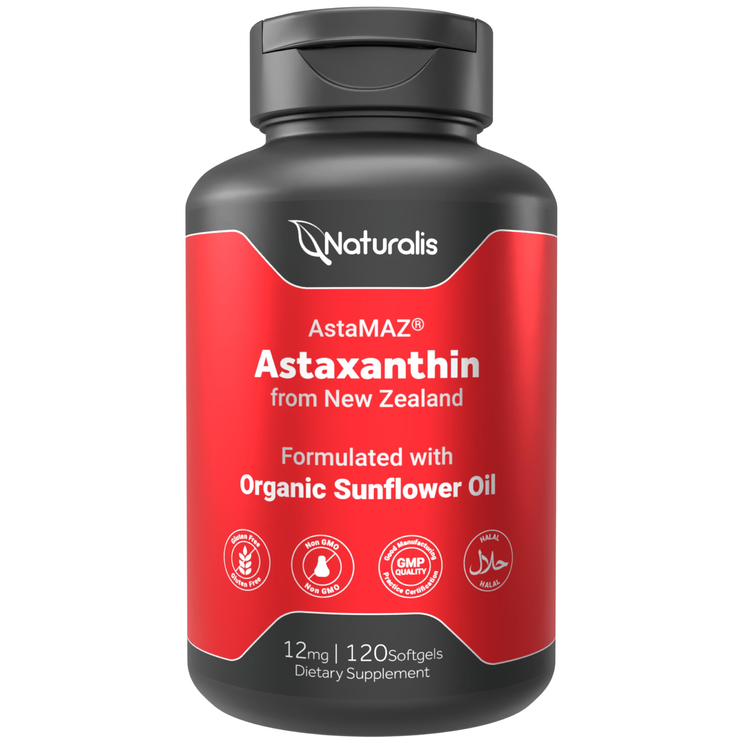 New Zealand Astaxanthin (12mg) | Enhanced with Natural Vitamin E | Non-GMO, Soy & Gluten Free | 120 Softgels (4 Month Supply)