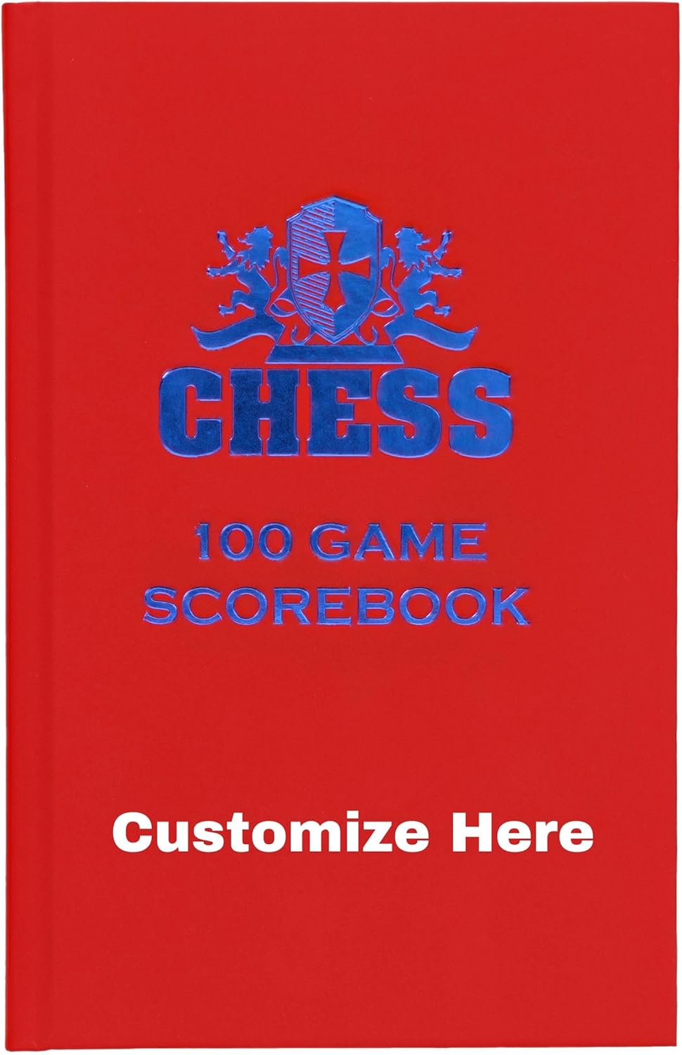 WE Games Custom Hardcover Chess Notation Scorebook, Personalized Name - Red Hardcover Chess Books with 100 Pages, Ideal Chess Score Sheets for Clubs & Tournaments