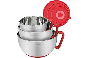 Rorence Red Stainless Steel Mixing Bowls with Lids