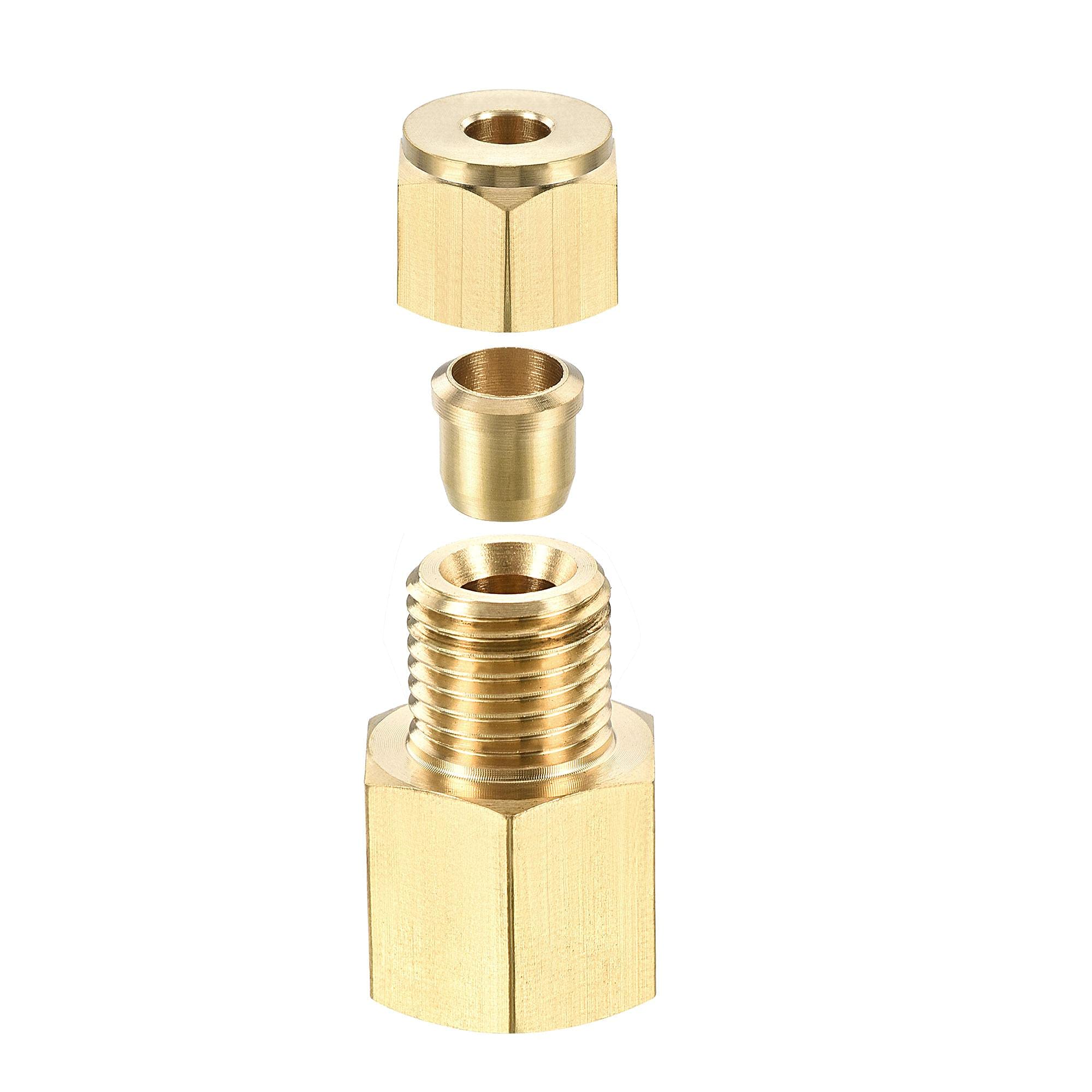 sourcing map Raccordo per tubo di compressione, filettatura femmina G1/2 x 10 mm, diametro esterno, raccordo dritto in ottone, confezione da 2