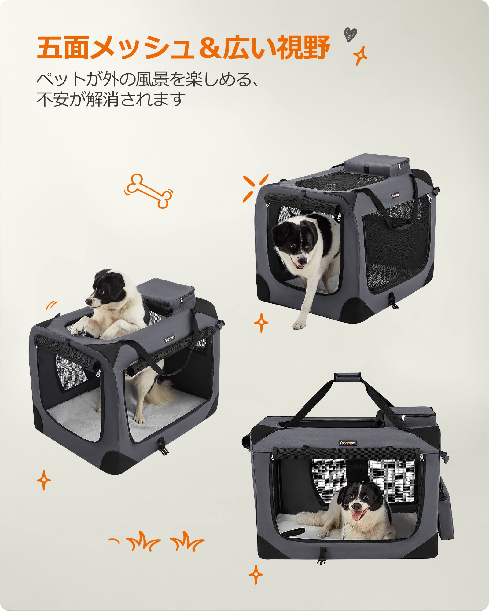 Amazon.co.jp: FEANDREA キャリーバッグ 中大型犬 ペットキャリー 変形