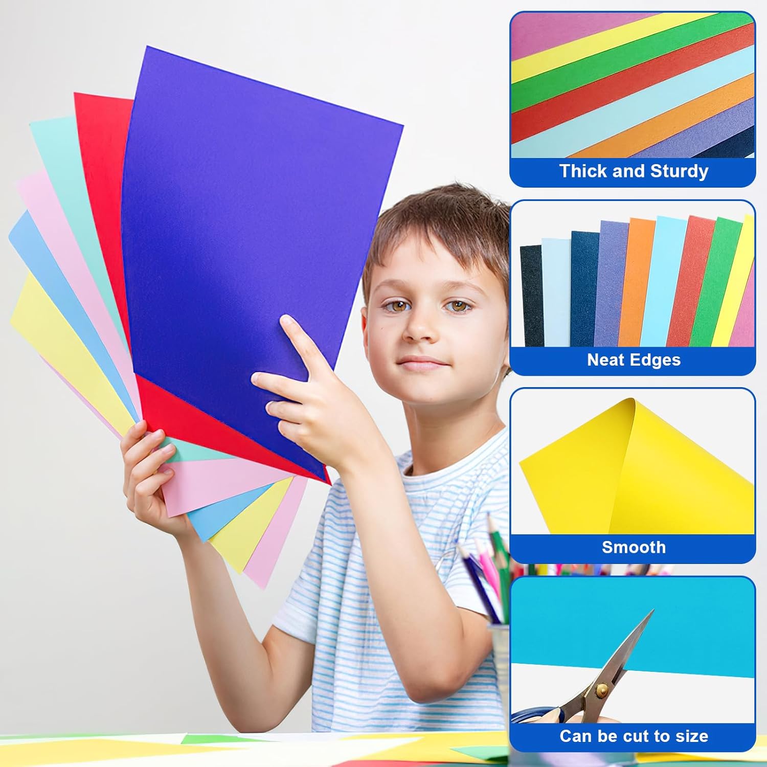 50 Pcs Colored Poster Board Paper 11x14, ROOKEA Vision Boards Bulk 230 GSM Thick Blank Smart Posterboard Card for School Arts Craft Classroom Projects Drawing Scrapbooking Graphic