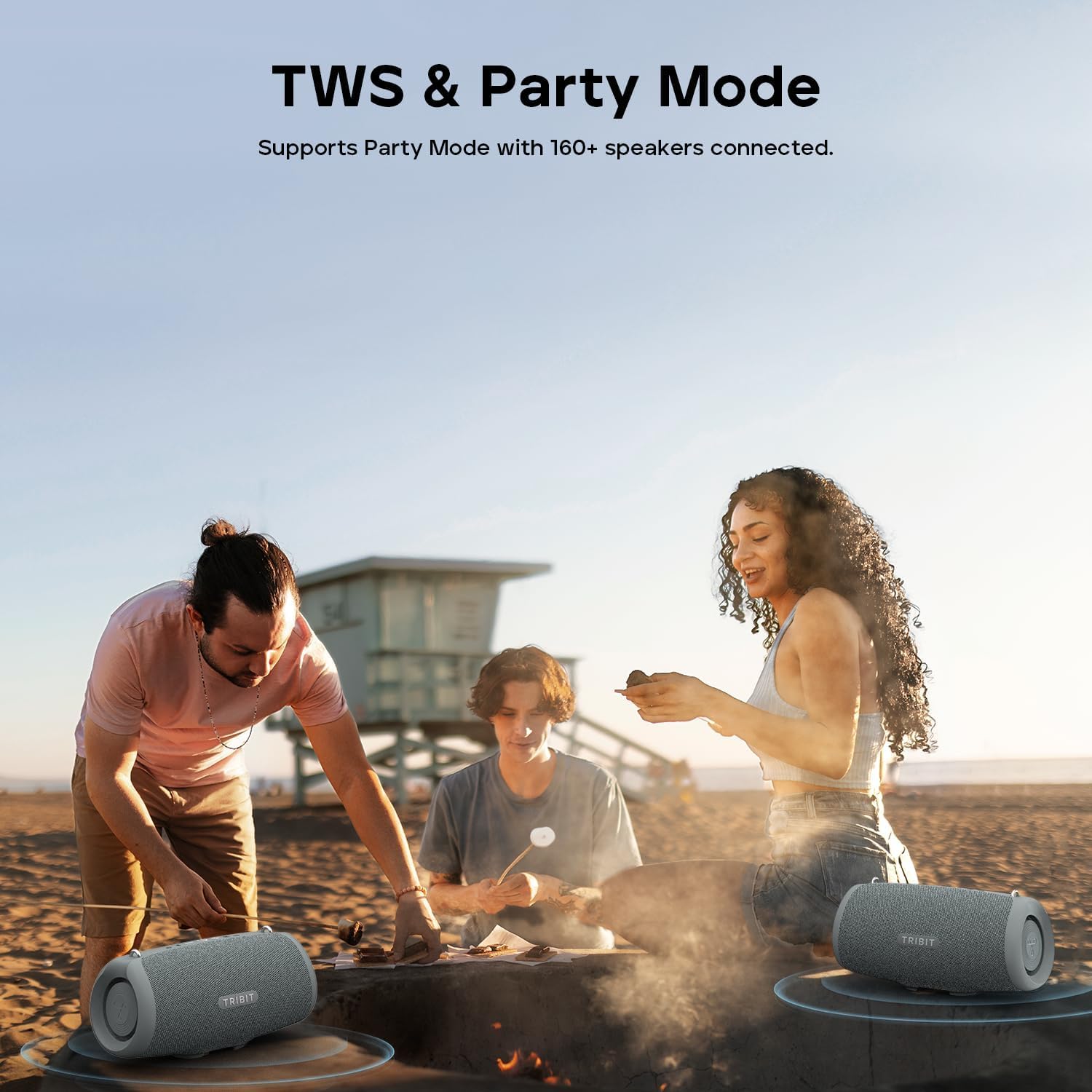 Tribit Portable Bluetooth Speaker StormBox Lava, 80W Loud Wireless Speaker, 24H Playtime, IP67 Waterproof, BT5.4, Custom EQ, XBass, Built-in Mic, TWS Pairing for Camping/Beach/Travel/Outdoor (Gray) - Image 9