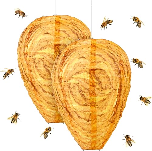 GWHOLE Paquete de 2 avispas falsas colgantes, avispas falsas, chaquetas amarillas, señuelos para jardín al aire libre