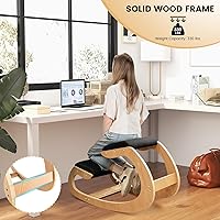 Vista 4 de Giantex Silla ergonómica de rodillas, silla de postura para escritorio con cojín, marco de madera maciza, carga máxima de 330 libras, cómoda silla
